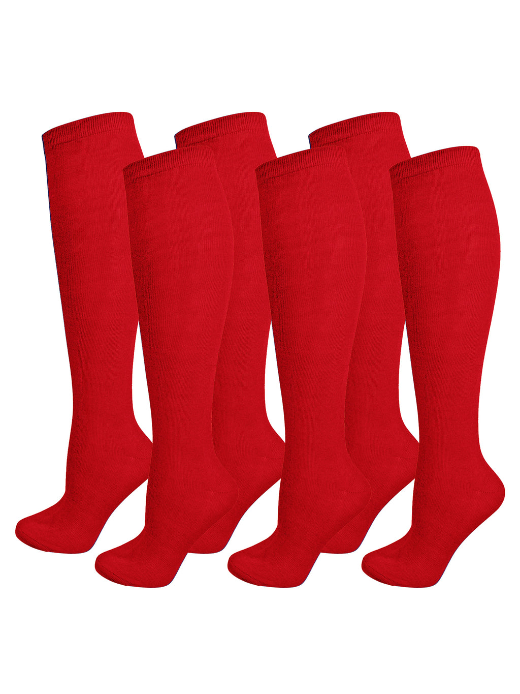 Red 6 Pack Bundled Lot Knee High Socks