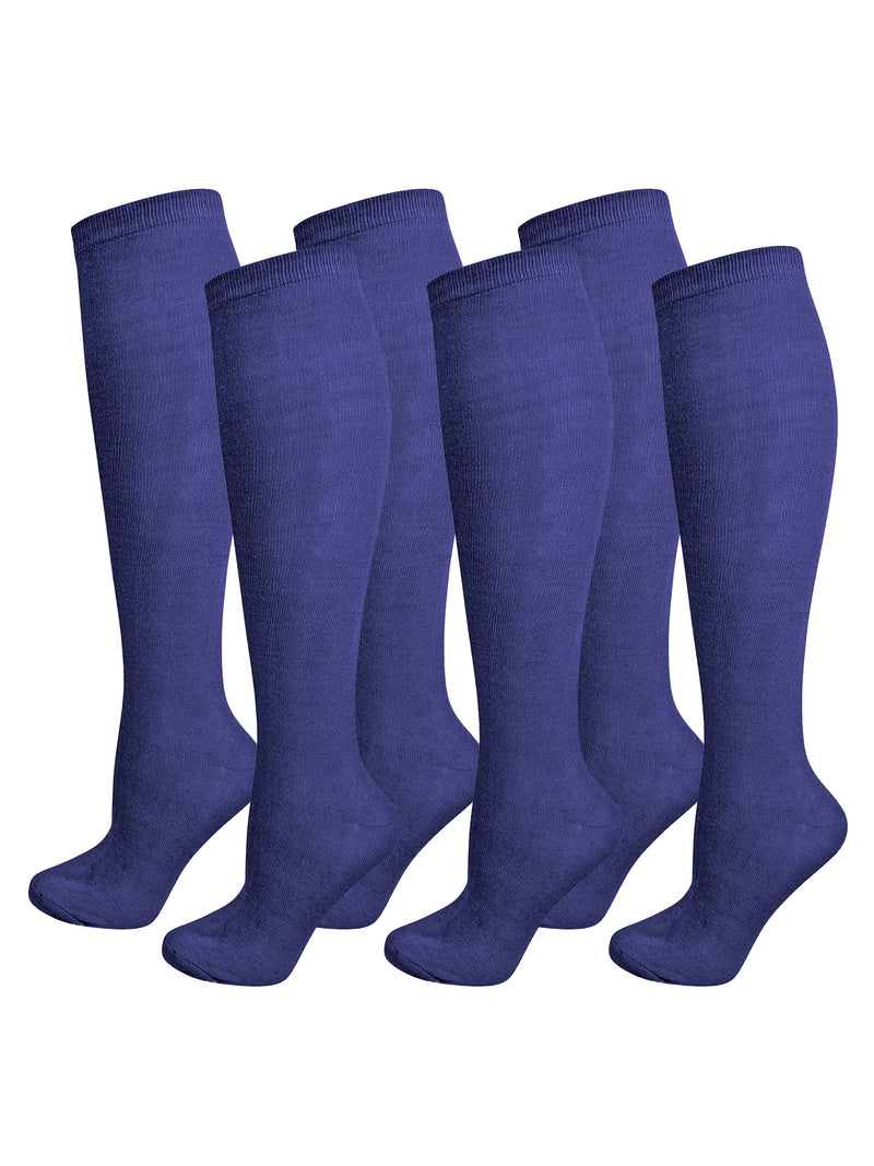 Navy Blue 6 Pack Bundled Knee High Socks