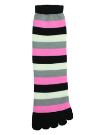 Bright Multicolor Striped 6-Pack Womens Toe Socks