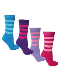 Multicolor Two Tone Stripe 4-Pack Thermal Socks