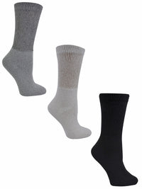 Mens 3-Pack Black White Gray Diabetic Crew Socks