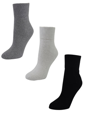 3-Pack Black White Gray Diabetic Socks
