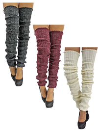 White Burgundy Gray 3-Pack Slouchy Leg Warmers