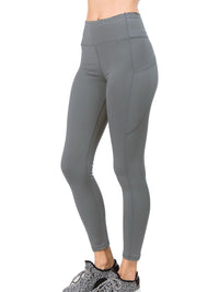 Charcoal Gray High Waist Leggings With Pockets