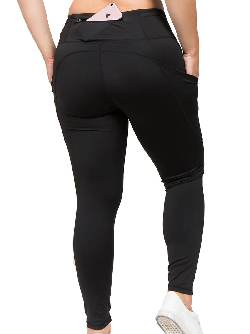 Black Plus Size Activewear Leggings With Pockets