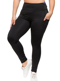 Black Plus Size Activewear Leggings With Pockets