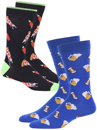 Beer Football And Pizza 2 Pack Dress Crew Socks