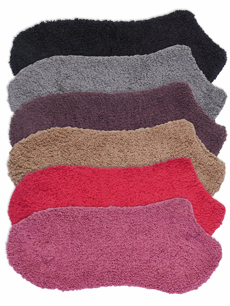 Colorful 6 Pack Womens Slipper Fuzzy Ankle Socks