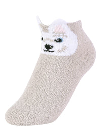 Adorable 6 Pack Animal Face Non-Slip Slipper Socks