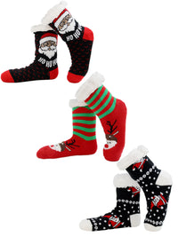 Christmas Holiday Reindeer And Santas Slipper Socks