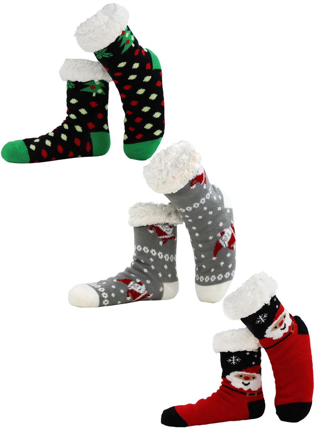 Holiday Christmas Tree And Santas Slipper Socks
