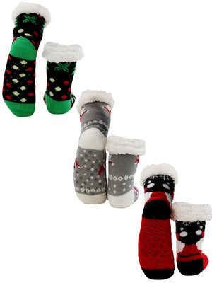 Holiday Christmas Tree And Santas Slipper Socks
