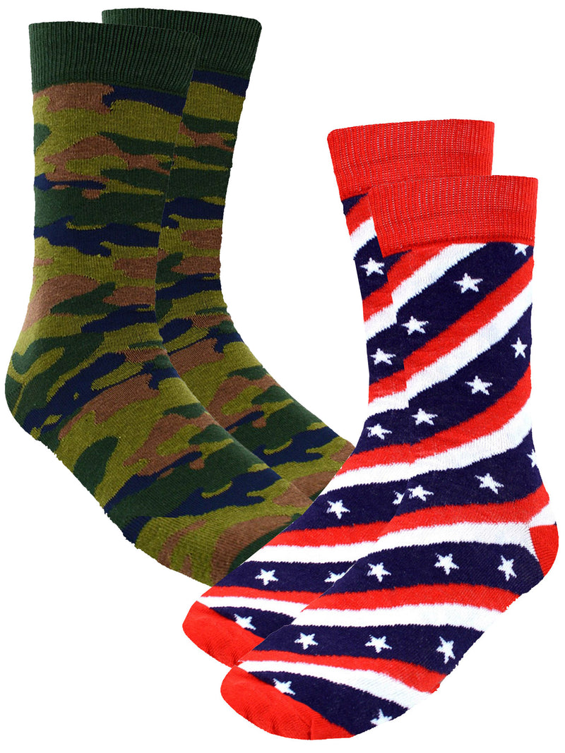 Patriotic Flag Camo Usa 2 Pack Mens Crew Socks
