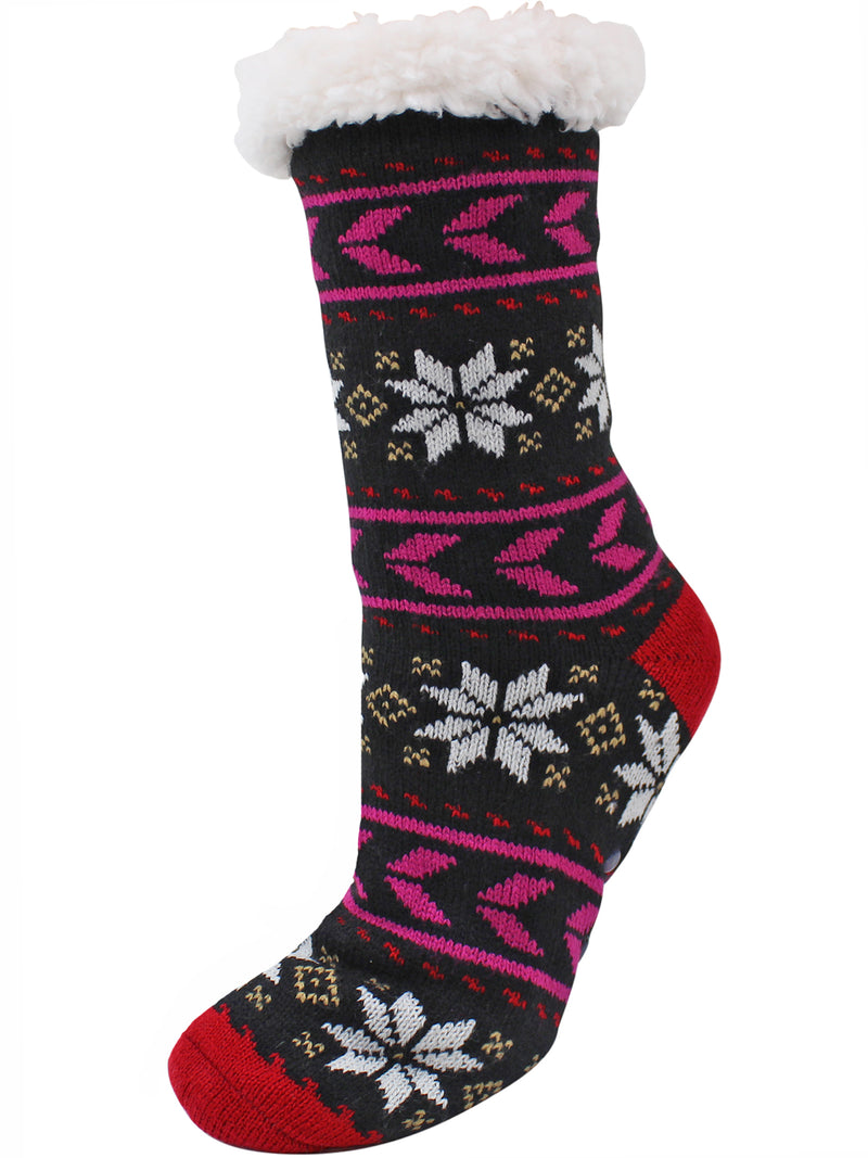 Gray & Red Snowflake 2-Pack Slipper Socks