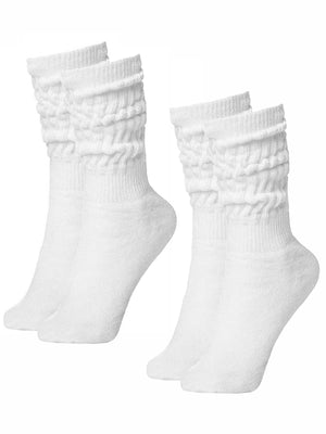White All Cotton 2-Pack Slouch Socks