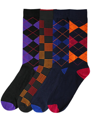 Argyle & Checker Mens 4-Pack Dress Socks