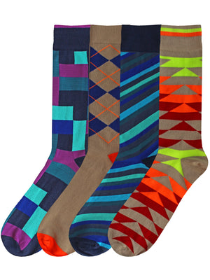 Mens Colorful 4-Pack Dress Socks