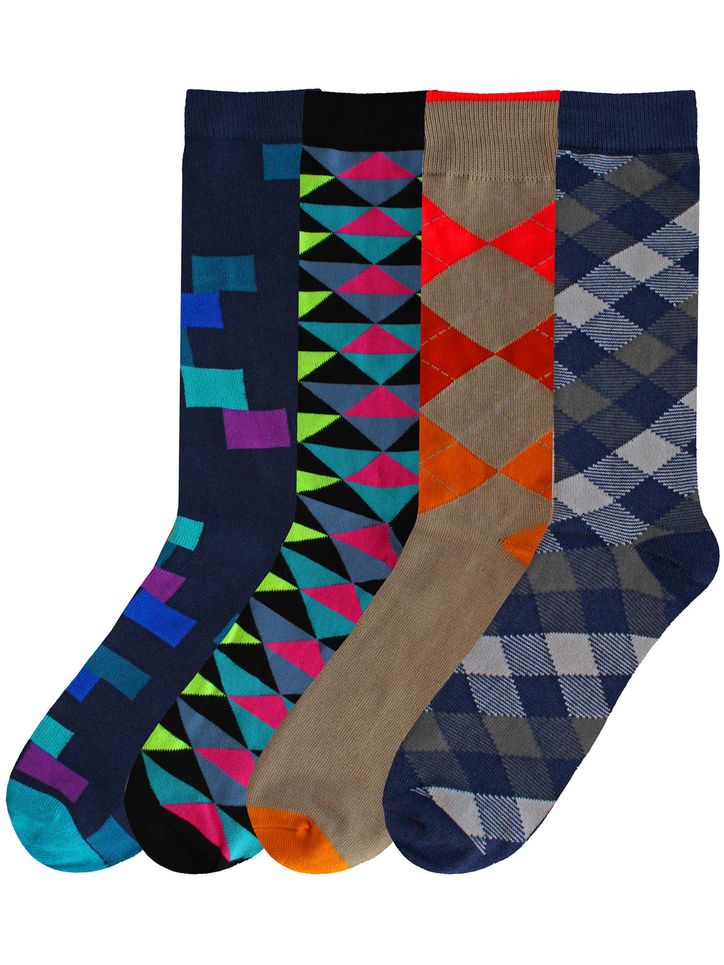 Geometric & Argyle Colorful Mens 4-Pack Socks