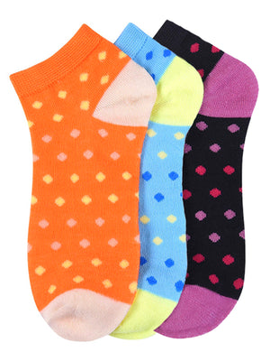 Colorful Polka Dot Print 3-Pack Ankle Socks