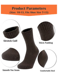 Brown Beige Tan Mens 3-Pack Thick Thermal Wool Heated Socks
