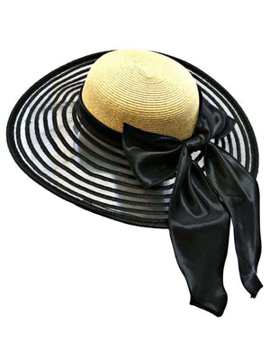 Wide Brim Floppy Hat Large With Satin Bow