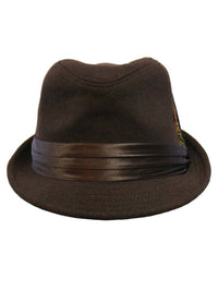 Brown Structured Wool Fedora Hat With Satin Hat Band