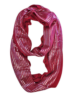 Summer Infinity Scarf With Metallic Stripes