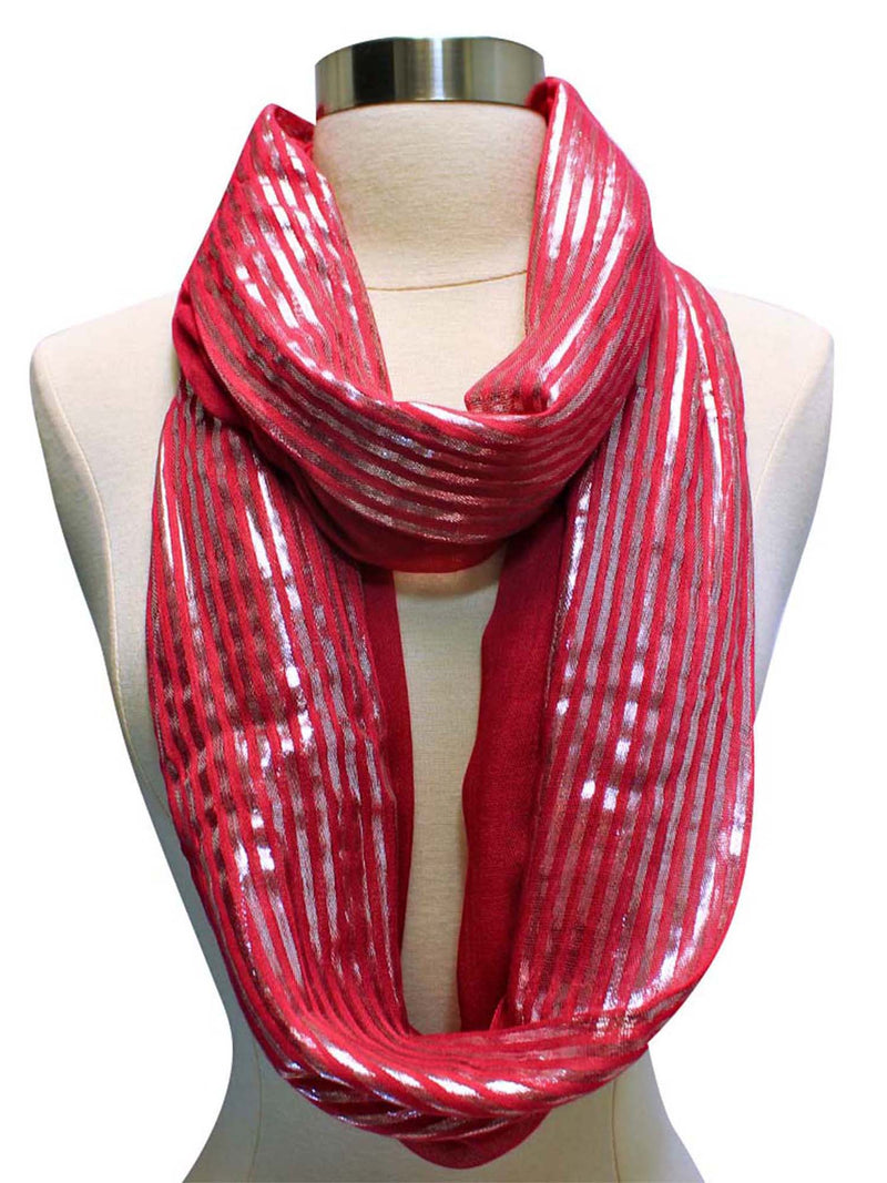 Summer Infinity Scarf With Metallic Stripes
