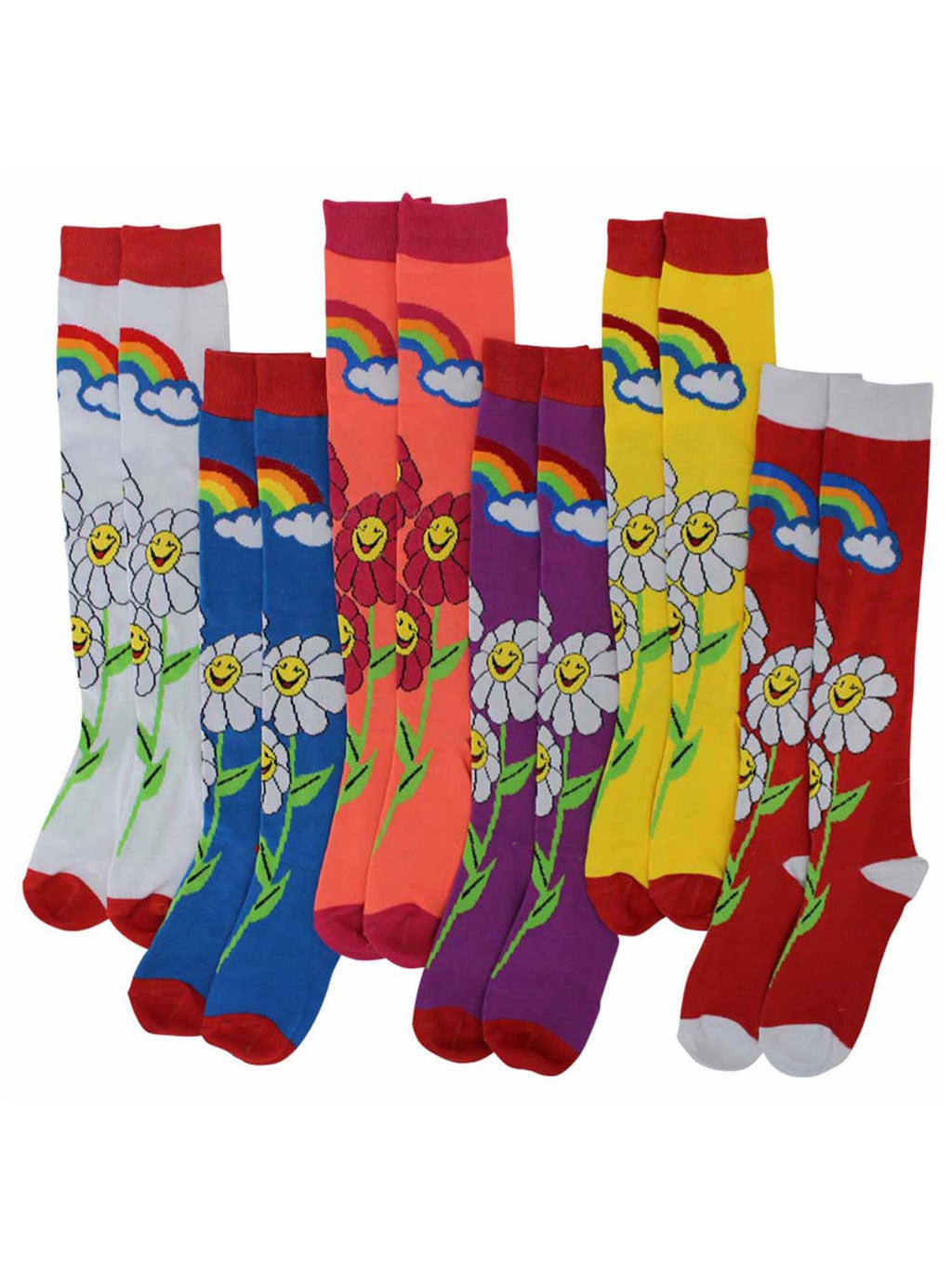 Daisies & Rainbows Crazy 6-Pack Womens Knee High Socks