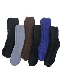 Men's Solid Color 6 Pack Fuzzy Crew Socks