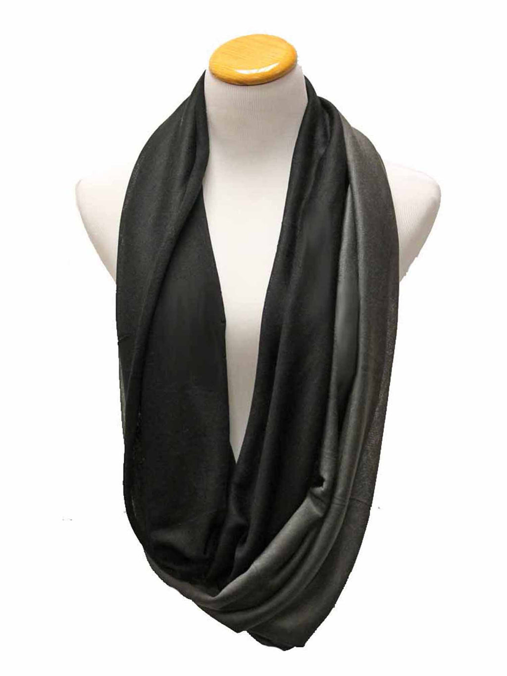 Black & Grey Two-Tone Jersey Knit Infinity Scarf