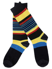 Colorful Bold Striped Mens Assorted 6 Pack Crew Socks
