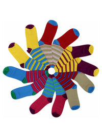 Colorful & Bright Stripe Womens 6 Pack Novelty Socks