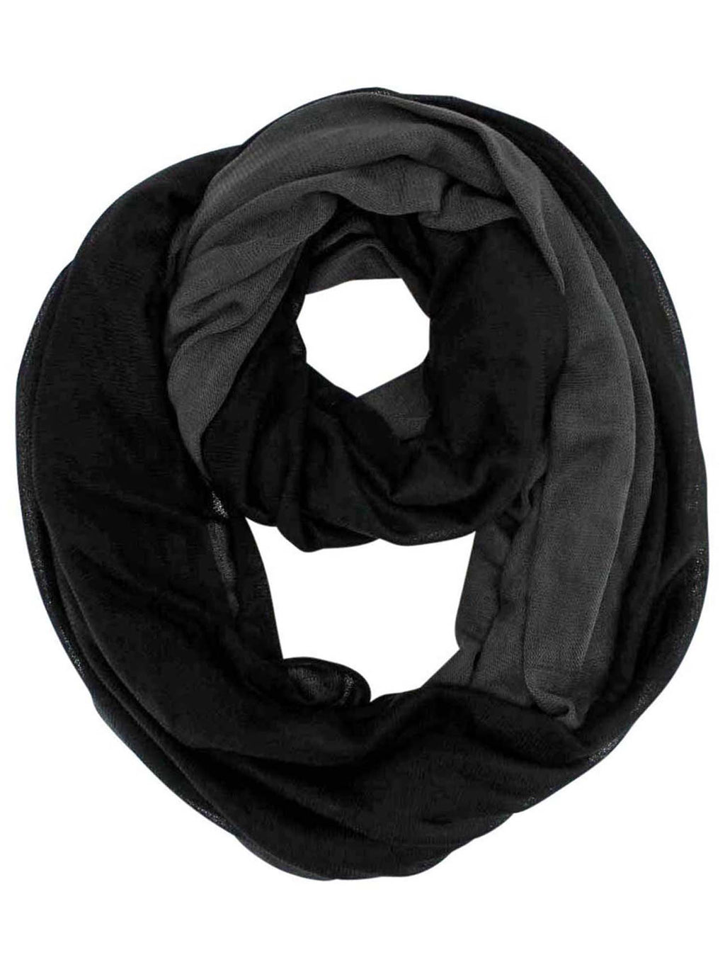 Black & Grey Two-Tone Jersey Knit Infinity Scarf