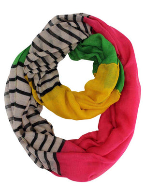 Color Block Striped Infinity Scarf