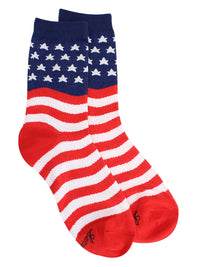 Red White & Blue Patriotic American Flag Womens Crew Socks