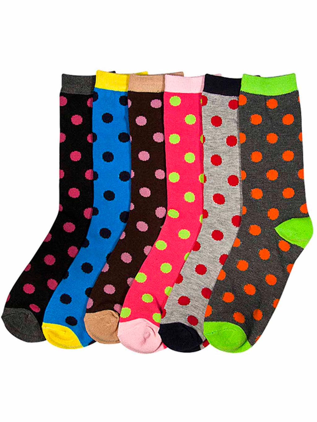 Colorful Polka Dot Print Womens 6 Pack Socks