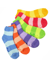 Multicolor Thick Striped 6 Pack Fuzzy Socks