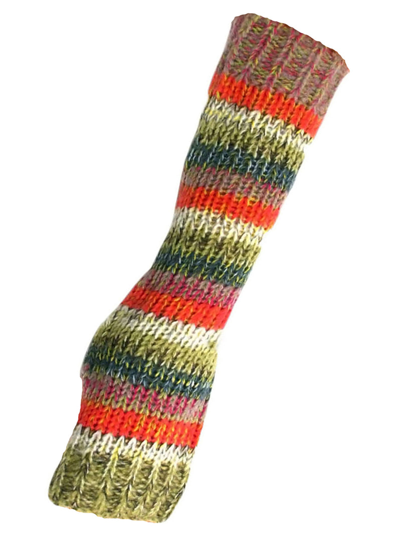 Bright Boho Multicolor Knit Long Arm Warmers