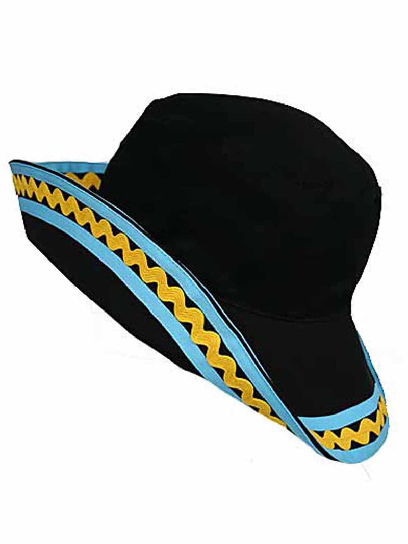 Black Bucket Hat With Blue & Yellow Trim