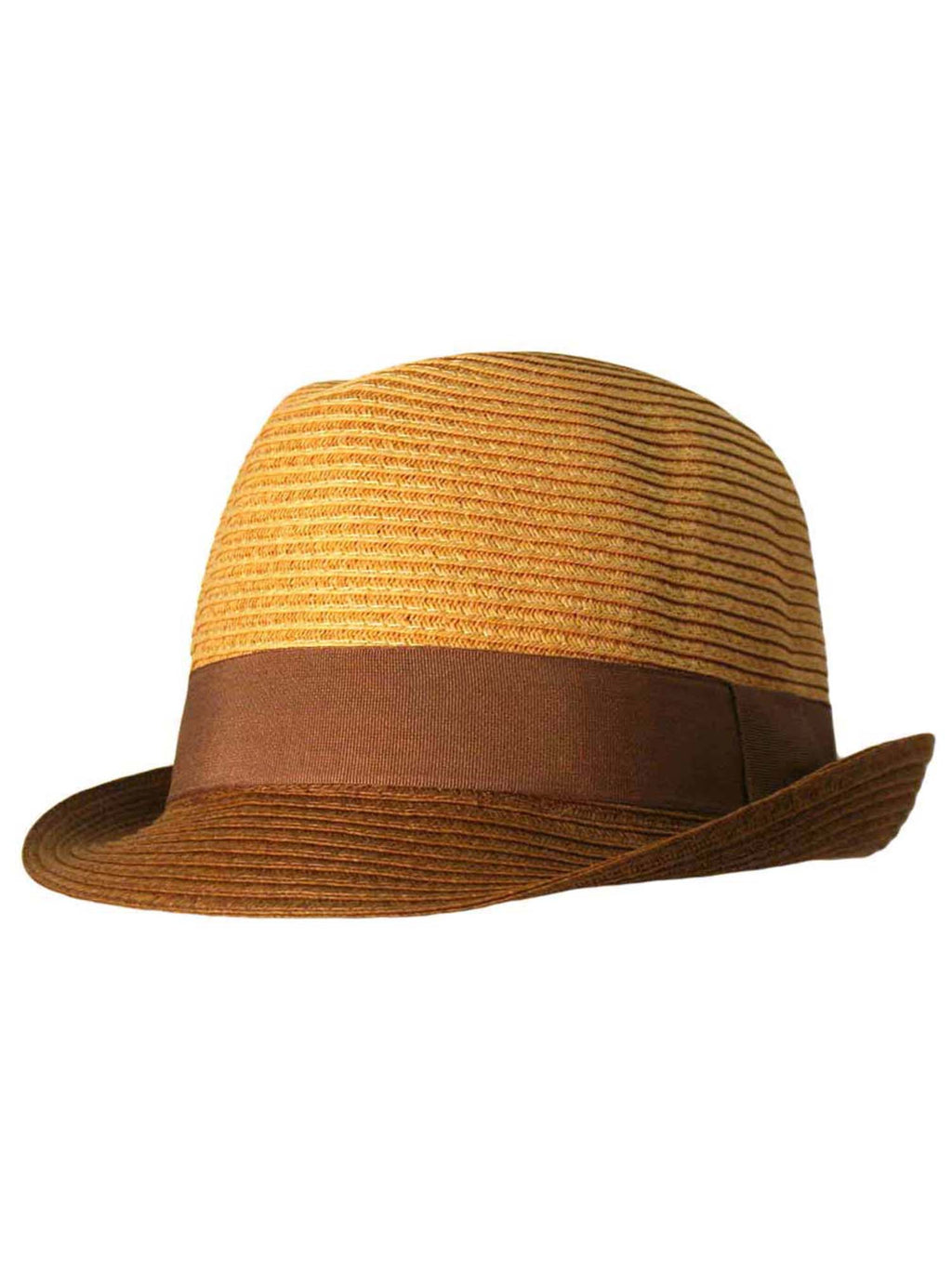 Two-Tone Straw Fedora Hat