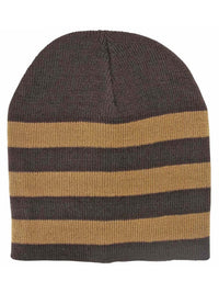 Tight Fitting Striped Knit Beanie Cap