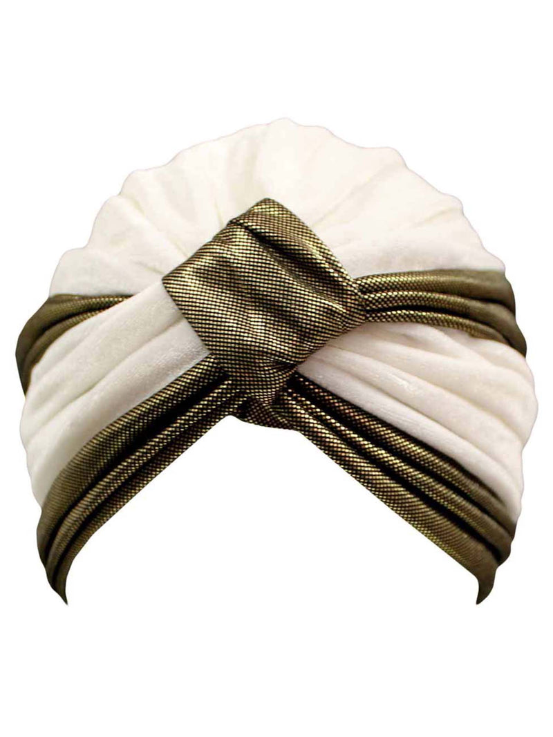 Two-Tone Velour Fashion Turban Head Wrap