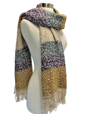 Color Block Oversize Winter Knit Blanket Scarf