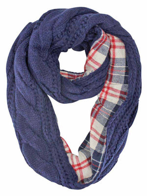 Cable Knit Infinity Scarf With Flannel Lining