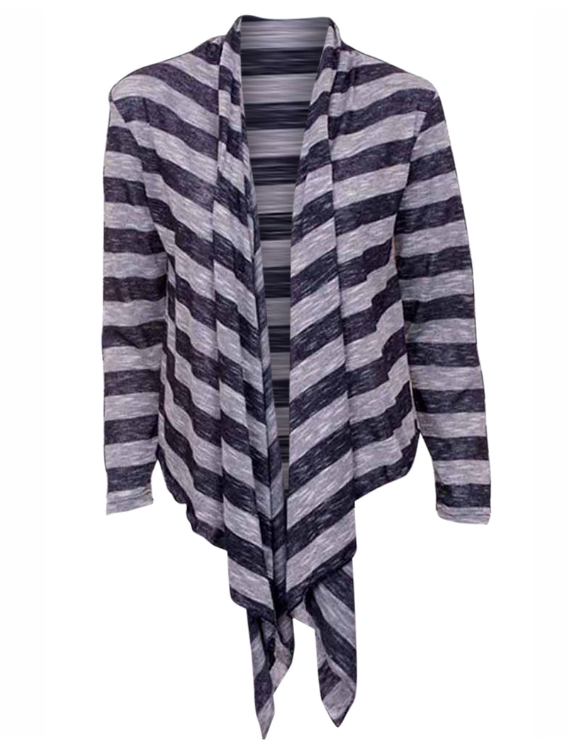 Striped Long Sleeve Flowing Shrug Sweater