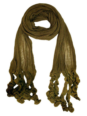 Long Neck Scarf With Ruffled Tips