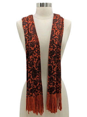 Victorian Damask Print Long Knit Scarf
