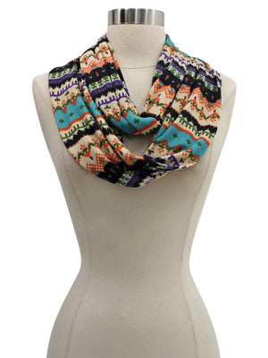 Orange Multicolor Winter Holiday Pattern Circle Infinity Scarf