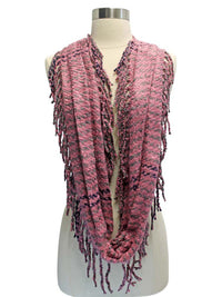 Striped Winter Infinity Scarf With Fringe